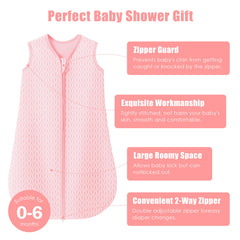 SWEET DOLPHIN 100% cotton fabric texture in soft pink sleep sack.