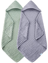 Sweet Dolphin Muslin Hooded Towel 32x32 inch dry after bath for baby comfort.