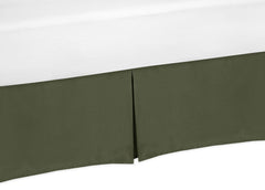 Sweet Jojo Designs dark green forest crib skirt elevates nursery styling with a tailored, cohesive look.