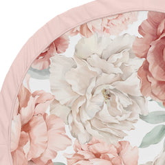 Sweet Jojo Designs blush pink border and piping highlight durable edge for safe play