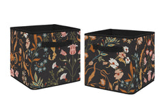 Sweet Jojo Designs boho wildflower collapsible bin front view for organized toy storage.