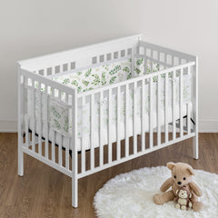 Sweet Jojo Designs breathable mesh liner showcases Boho floral leaves for calm nursery ambiance.