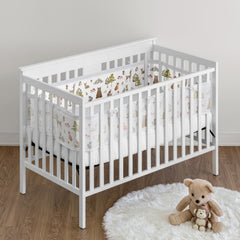 Sweet Jojo Designs breathable mesh crib liner with fox print for safe limb containment and airflow.