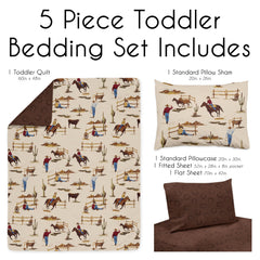 Sweet Jojo Designs brown western cowboy boy pillowcase highlights coordinated decor for toddlers