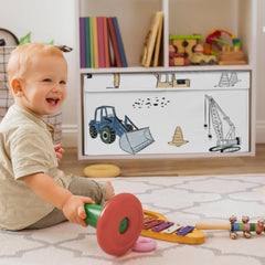 Sweet Jojo Designs bin lid-open view highlights durable flip lid and quick access