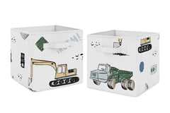 Sweet Jojo Designs construction truck foldable bin gray closeup for quick toy organization.