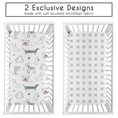Sweet Jojo Designs crib sheets geometric hatch pattern for modern nursery styling and easy coordination.