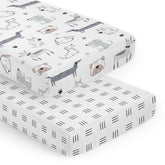 Sweet Jojo Designs crib sheets Puppy Dogs 2-Piece Set hero with playful prints for a soothing nursery.