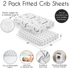 Sweet Jojo Designs crib sheet with full-edge elastic for snug fit and reduced shifting.