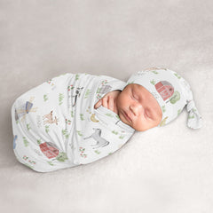 Sweet Jojo Designs farm animals cocoon sleep sack closeup shows soft watercolor print for newborn comfort