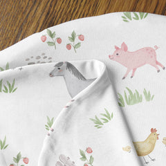 Sweet Jojo Designs farm animals nursery scene showing coordinating bedding and decor