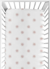 Sweet Jojo Designs fitted crib sheet boho sun pattern provides secure crib fit.