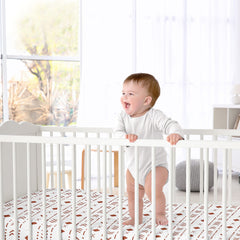 Sweet Jojo Designs boho mudcloth print close-up highlights stylish nursery styling and theme.