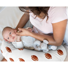 Sweet Jojo Designs football print slipcover closeup showing soft jersey-knit texture.