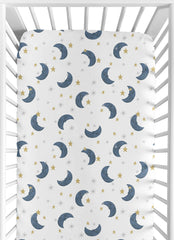 Sweet Jojo Designs Moon Star fitted crib sheet with snug standard-crib fit.