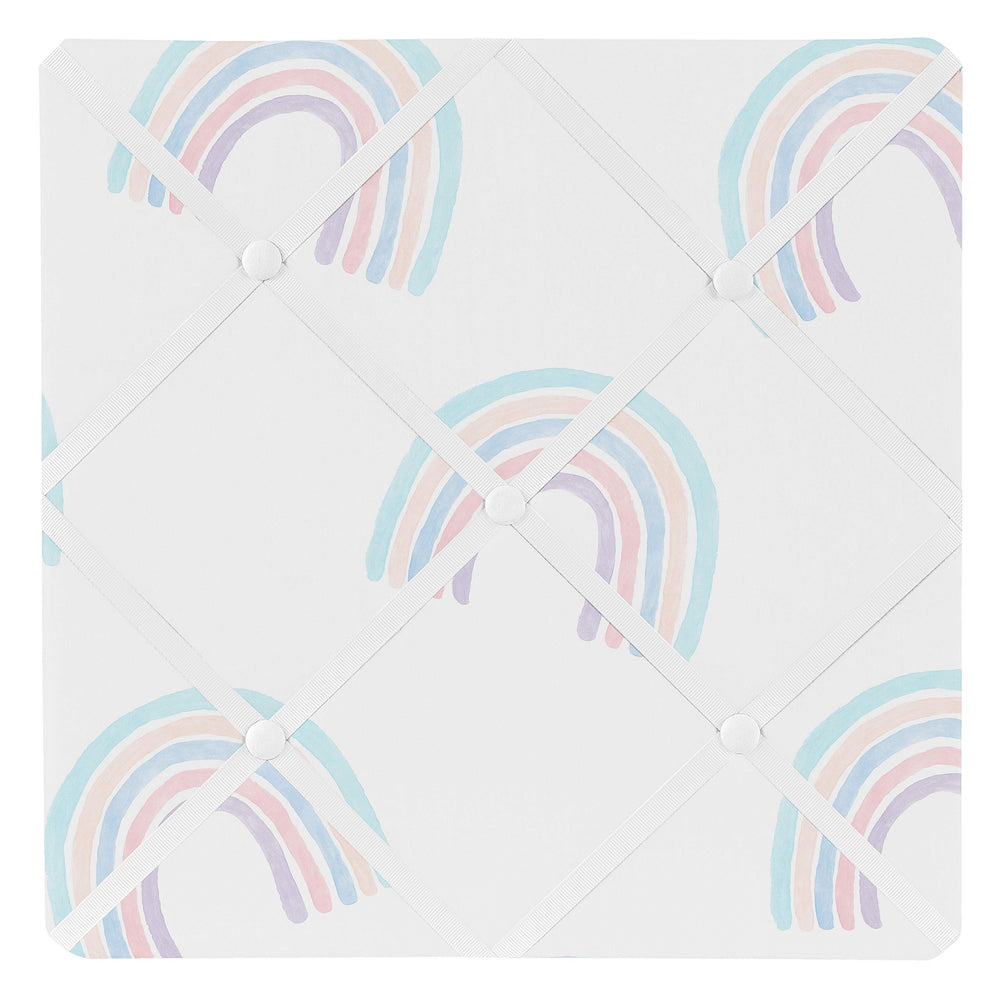 Sweet Jojo Designs pastel rainbow memo board front view for organized photo displays