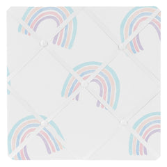 Sweet Jojo Designs pastel rainbow memo board front view for organized photo displays