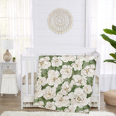 Sweet Jojo Designs sage green boho flower blanket 45x36 adds soft warmth for naps.