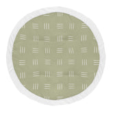 Sweet Jojo Designs Sage Green Boho Mudcloth Playmat full view for tummy time.