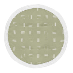 Sweet Jojo Designs Sage Green Boho Mudcloth Playmat full view for tummy time.