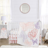 Sweet Jojo Designs shabby chic butterfly crib bedding set with pastel butterflies for a soft nursery