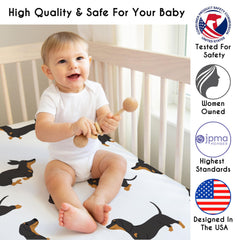Snug elastic edges secure the crib sheet on standard cribs