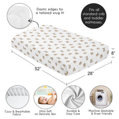 Sweet Jojo Designs snug-fit crib sheet demonstrating secure fit on mattress