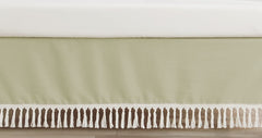 Sweet Jojo Designs solid sage green crib skirt with dust ruffle enhances nursery decor and prevents crib frame exposure