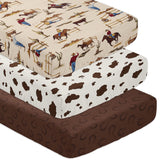 Sweet Jojo Designs western cowboy sheets with horseshoe print for secure crib fit