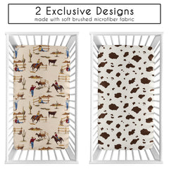 Sweet Jojo Designs western cowboy theme sheets add vintage Americana nursery style