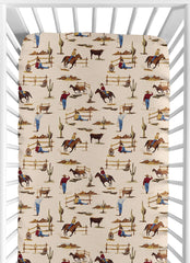 Sweet Jojo Designs Wild West Boy crib sheet with multicolor print for cozy bedtimes.