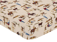 Sweet Jojo Designs Wild West Boy elastic bottom for snug crib fit.