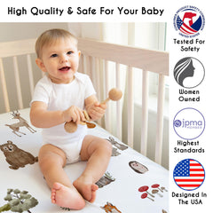 Sweet Jojo Designs woodland animals crib skirt adds soft texture and hides under-crib storage