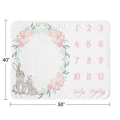 Sweet Jojo Designs woodland bunny photo backdrop session reveals soft floral watercolor prints.
