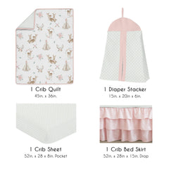 Sweet Jojo Designs woodland deer floral crib sheet provides secure crib fit.