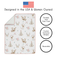 Sweet Jojo Designs woodland deer floral diaper stacker keeps essentials handy.