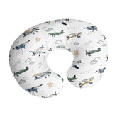 Sweet Jojo Designs nursing pillow cover front view features vintage airplane print for nursery playtime aesthetics.