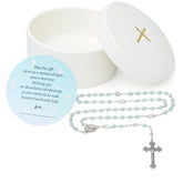 Sweet Treasures baptism rosary beads in blue for baptism ceremonies.