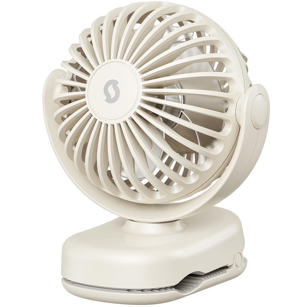 SweetFULL Mini Clip-On Fan closeup highlighting compact design and secure clamp.