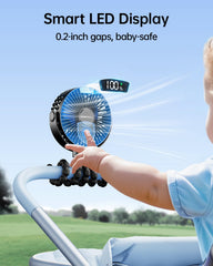 SWEETFULL portable stroller fan four-speed airflow for travel.