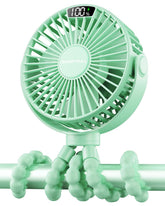 Sweetfull portable stroller fan with digital display showing speed and battery life for easy cooling