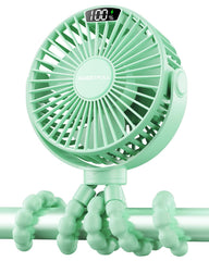 Sweetfull portable stroller fan with digital display showing speed and battery life for easy cooling
