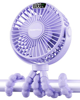 SWEETFULL portable stroller fan with digital display shows speed and battery life for easy cooling control.