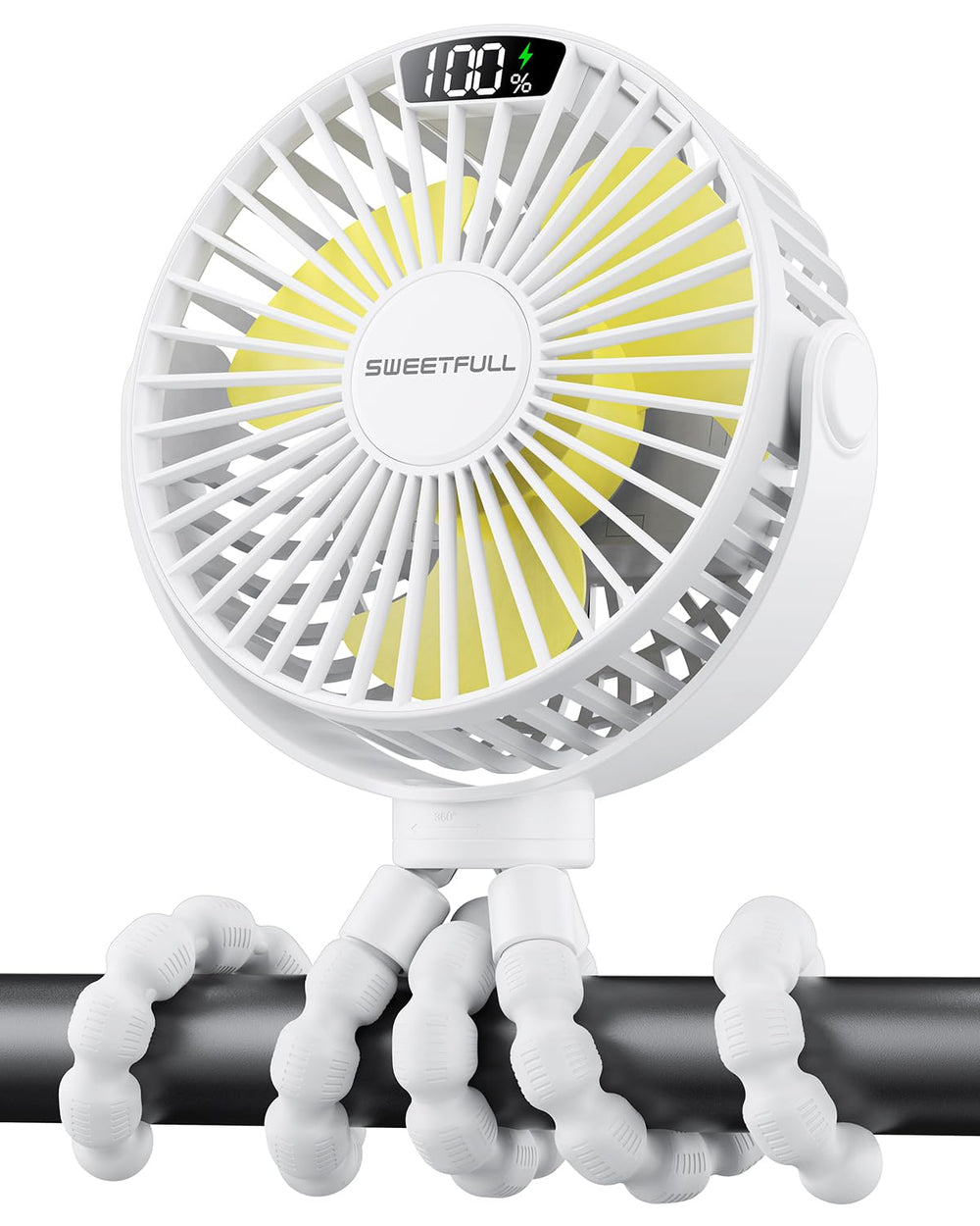 SWEETFULL portable stroller fan with LED display for precise cooling on the go.