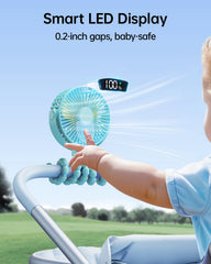 SWEETFULL stroller fan battery icon highlights remaining power for worry-free outings.