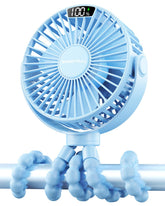 SWEETFULL stroller fan with LED display shows wind speed and battery status for easy monitoring.