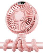 SWEETFULL stroller fan with LED display shows speed and battery for easy control.
