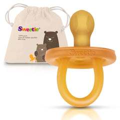 Sweetie Rubber Pacifier natural color close-up highlights soft rounded nipple.