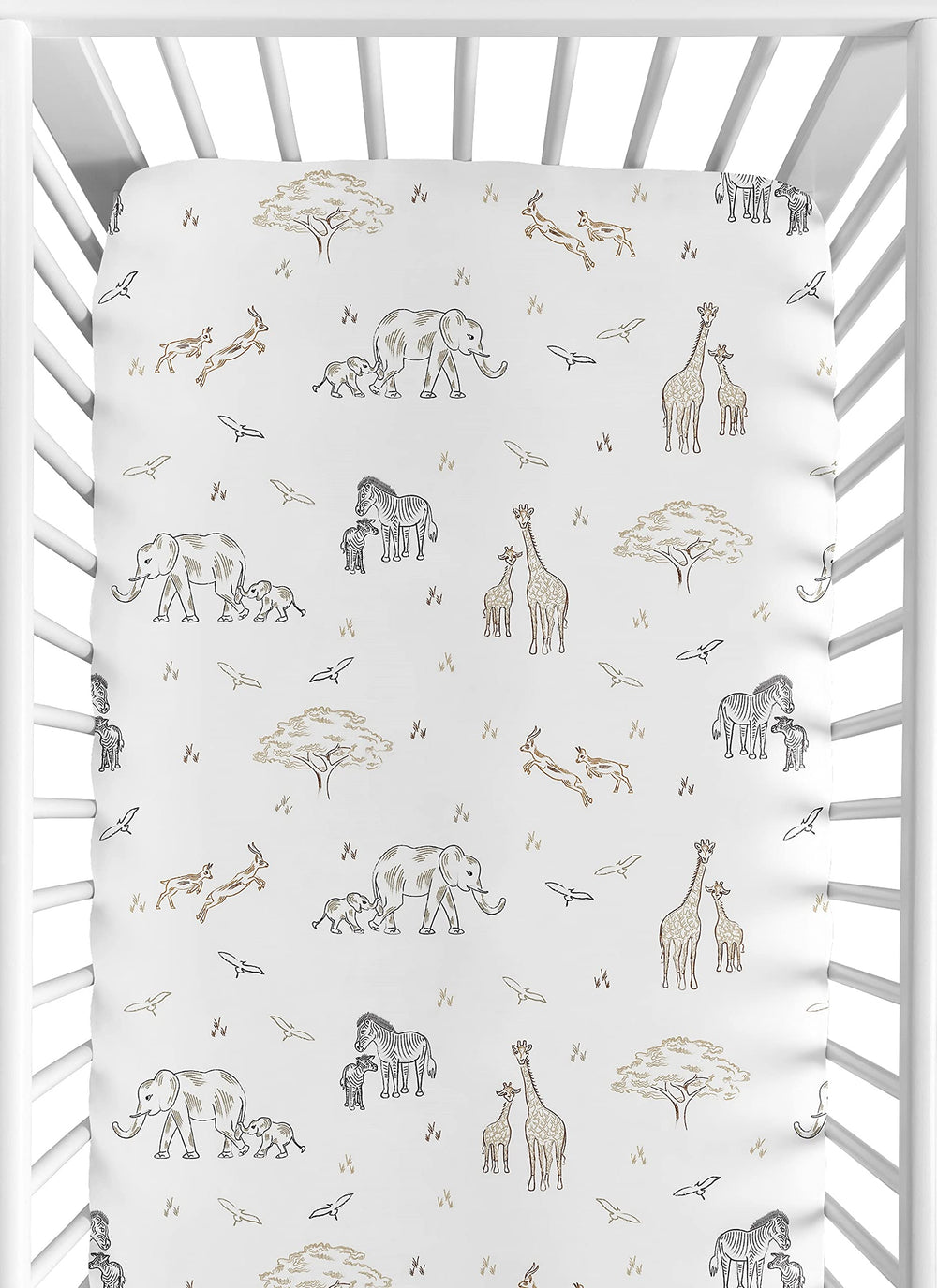 Sweet Jojo Designs fitted crib sheet Jungle Elephant with snug, secure bottom edge