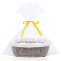 SweetMemo empty gift basket with handles for easy gift presentation